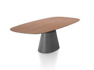 Cement dining table with wooden top ROCK TABLE MAXI mdf italia