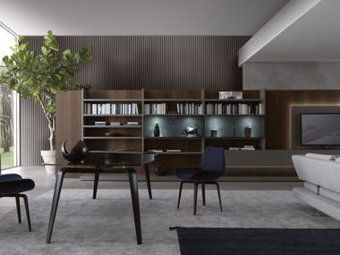 CROSSING Modular storage wall with integrated lighting By MisuraEmme