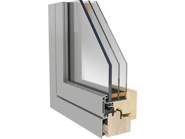 Aluminium and wood triple glazed window ANIMA assiale MENABALLI