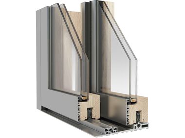 Lift and slide aluminium and wood triple glazed window ANIMA Glide MENABALLI