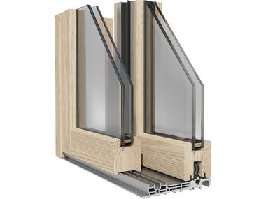 Lift and slide wooden double glazed window AURA Glide MENABALLI