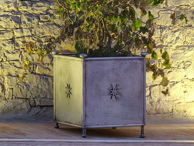 Square stainless steel garden vase MONASTERO OFFICINACIANI