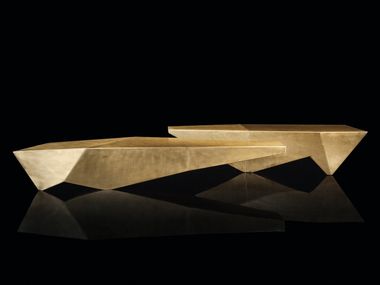 Low brass coffee table MONOLITH Henge