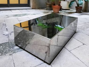Mesa de centro de café retangular baixa de aço inox MONOLITH ICI ET LÀ