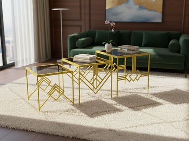 Glass and steel nesting tables ALEXANDRE Maison Arpelli