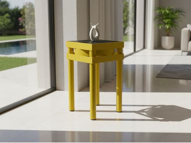 Steel side table with stone top DENISE Maison Arpelli