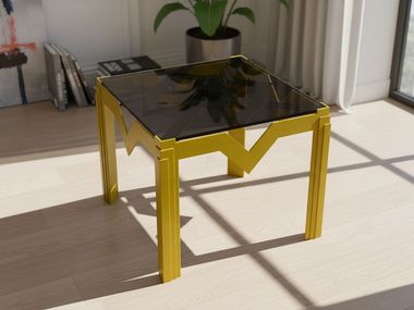 Square glass and steel coffee table GERARD Maison Arpelli