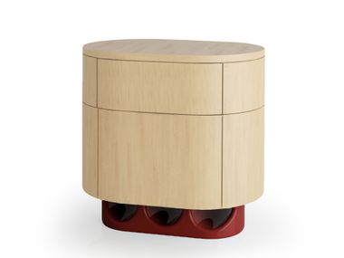 Comodino ovale in legno con cassetti WAVE Mambo Unlimited Ideas