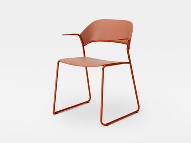 Stackable sled base polypropylene chair with armrests AERA 2150 Mara