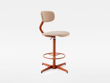 Upholstered swivel with spoke base wooden stool TYPO SOFT Mara