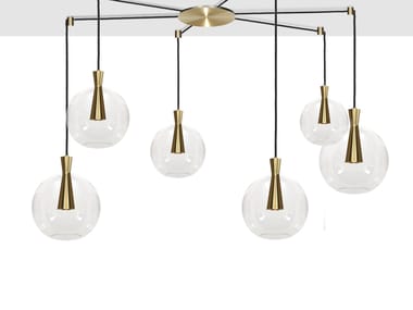 LED brass and glass chandelier CONE CLUSTER 6