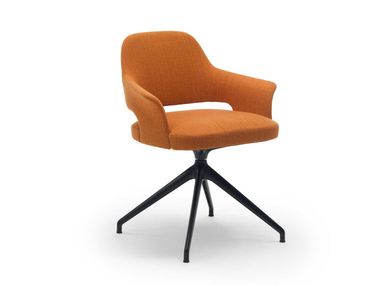 Swivel trestle-based fabric chair with armrests AMY Marelli