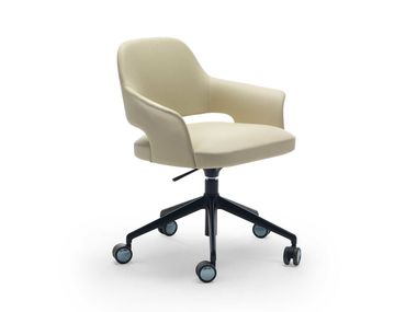 Swivel fabric chair with armrests with spoke base AMY Marelli