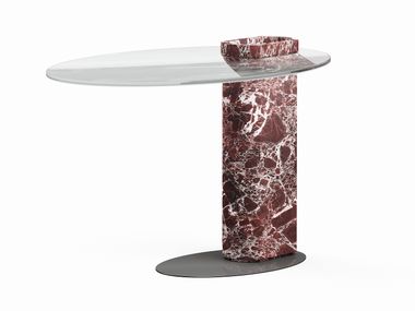 Mesa de apoio oval de mármore Rojo Levanto ECLIPSE Marmo Arredo