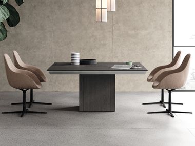 Square wooden meeting table with cable management HAN Martex