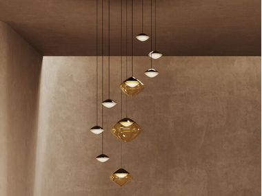 LED pendant lamp in blown glass and metal ANTESIA C9 PB 80 Masiero