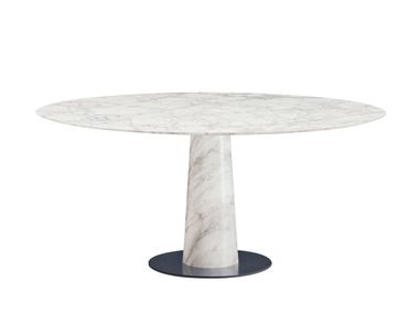 Round Arabescato marble table with central base KALYSTRUS Maxalto