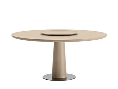 Round oak table with Lazy Susan KALYSTRUS Maxalto