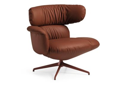 Trestle-based leather armchair TULLA Midj