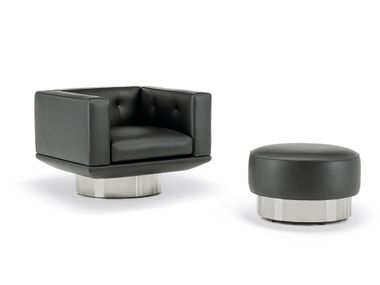 Swivel leather armchair with armrests SALLY Minotti