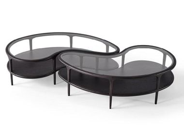 Wood and glass coffee table VIRGUL Mobi