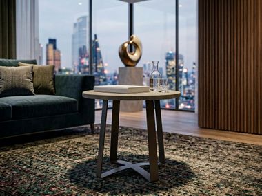 Round melamine-faced chipboard coffee table URBAN TV 41 Mobilspazio