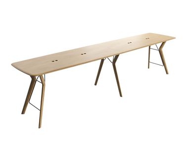 Mesa de reunião retangular de madeira TRAVA T3612 Mobitec
