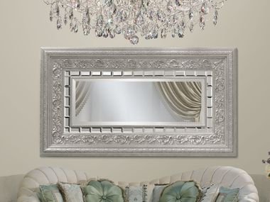 Wall-mounted framed rectangular silver leaf mirror 15663 Modenese Luxury Interiors