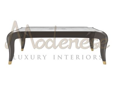 Rectangular Calacatta marble central coffee table CURVY LEGS Modenese Luxury Interiors