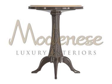 Round marble and wood high side table SPLENDOR Modenese Luxury Interiors