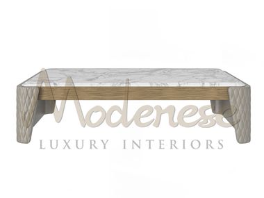 Low rectangular Calacatta marble coffee table REGAL EMPRESS Modenese Luxury Interiors