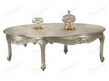 Round silver leaf coffee table CELESTE ELEGANCE Modenese Luxury Interiors