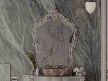 Specchio in legno da parete con cornice CLASSIC IVORY Modenese Luxury Interiors