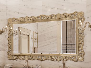 Rectangular wall-mounted framed gold leaf mirror CLASSIC IVORY Modenese Luxury Interiors