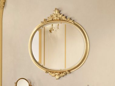 Specchio rotondo foglia oro da parete con cornice ETHEREAL GLOW Modenese Luxury Interiors
