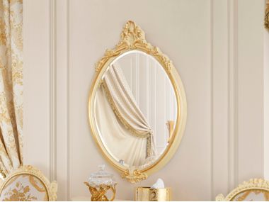 Specchio ovale in legno da parete con cornice GOLDEN RADIANCE ROUND Modenese Luxury Interiors