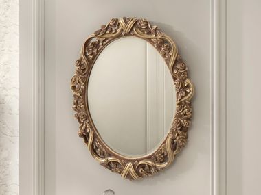Specchio ovale in legno da parete con cornice GOLDEN RIBBON Modenese Luxury Interiors