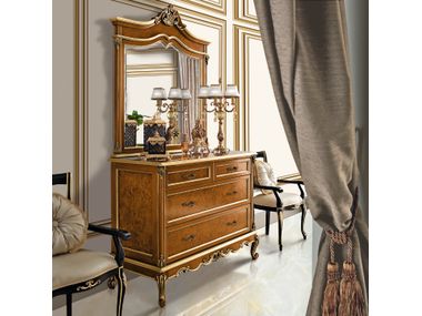 Wall-mounted framed rectangular walnut mirror GOLDEN SHADE SHAPED Modenese Luxury Interiors