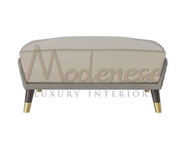 Upholstered leather footstool HARMONY Modenese Luxury Interiors