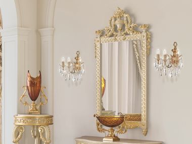 Wall-mounted framed gold leaf mirror IMPERIAL MAJESTY Modenese Luxury Interiors