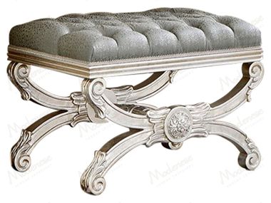 Upholstered tufted fabric stool IVORY SKY Modenese Luxury Interiors