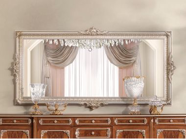Wall-mounted framed rectangular silver leaf mirror NOBLE ETIQUETTE Modenese Luxury Interiors