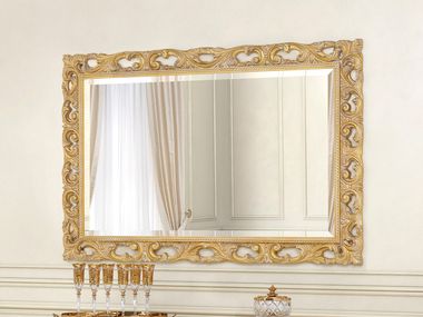 Rectangular wall-mounted framed gold leaf mirror TIMELESS GRACE SHAPED Modenese Luxury Interiors