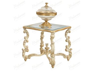 Square wood and glass coffee table TIMELESS GRACE Modenese Luxury Interiors