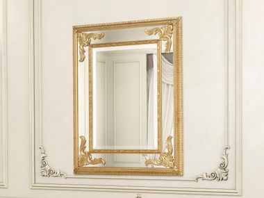 Wall-mounted framed rectangular gold leaf mirror TIMELESS GRACE Modenese Luxury Interiors