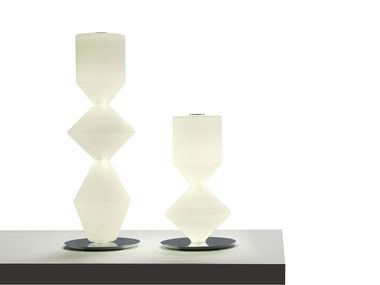 Dimmable LED blown glass table lamp COSTANTINA OPAL Mogg