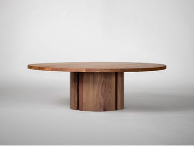 Tavolino rotondo in legno massello APERTA Mokko