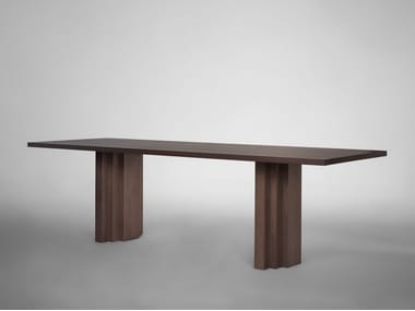 Tavolo rettangolare in legno massello BRUT SLIM Mokko
