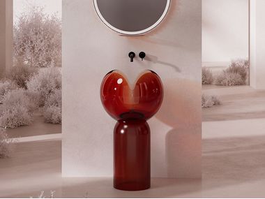 Freestanding round resin washbasin FLOWER MonBlari