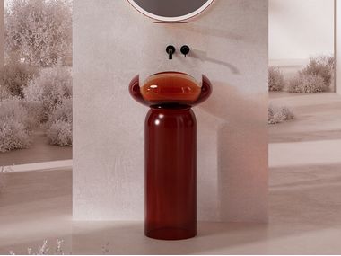 Freestanding round resin washbasin FLOWER MonBlari